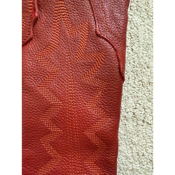 Dingo Women's Red High Cotton Cowboy Boots 9.5M Gently Used Snip Toe Pull-On - Picture 8 of 16